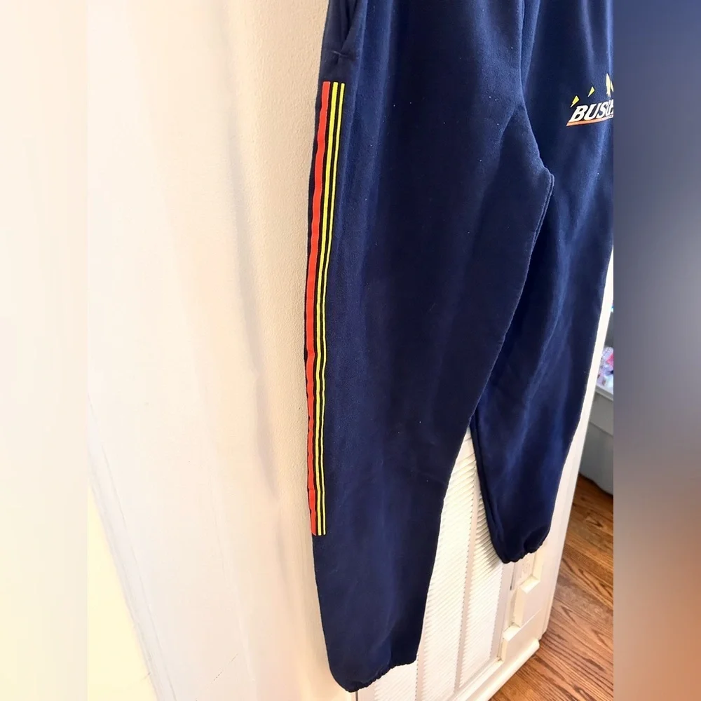 Vintage Jerzees Busch Beer sweatpants side stripes